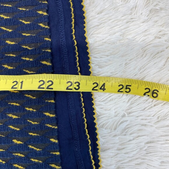 Anthropologie Maeve Hannon Navy Yellow Textured Pencil Skirt Size 12 - Picture 7 of 7